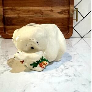 Vintage 40s-50s McCoy Pottery Cream Pig Swine Planter or sponge holder
